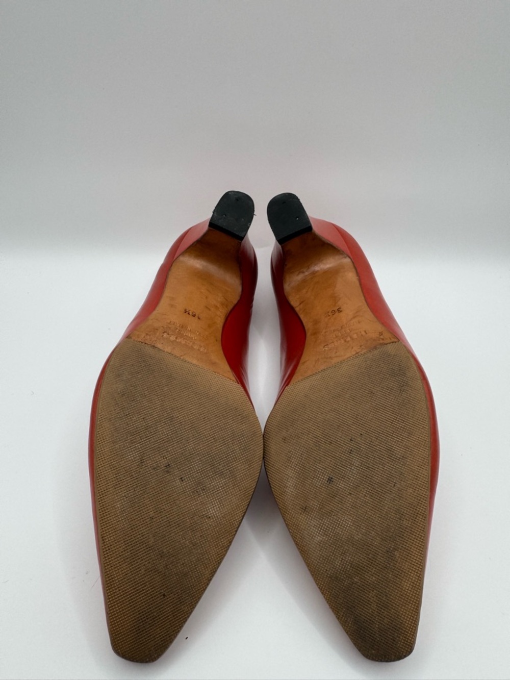 Vintage Hermès Paris Brick Red Leather Kitten Heel Pump Size 36.5 France - Picture 6 of 6